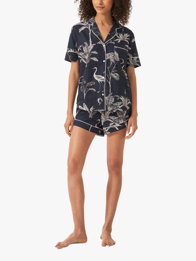 

Органический хлопковый комплект пижамы с коротким рукавом в ботаническом стиле джунглей myza, Navy
