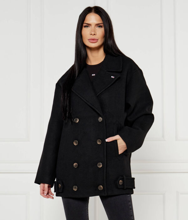 

Пальто женское Tommy Jeans с добавлением шерсти, черный