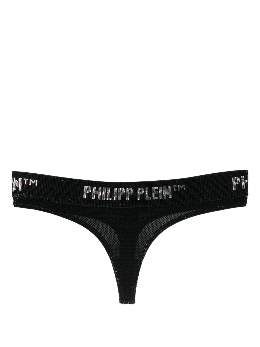 

Трусы-стринги с кристаллами и логотипом Philipp Plein, черный