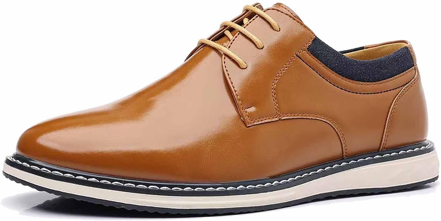 

Мужские оксфорды из лакированной кожи с шнуровкой, ретро, низкий каблук, круглый носок, деловые удобные нескользящие повседневные дерби Donrrndk, оранжевый