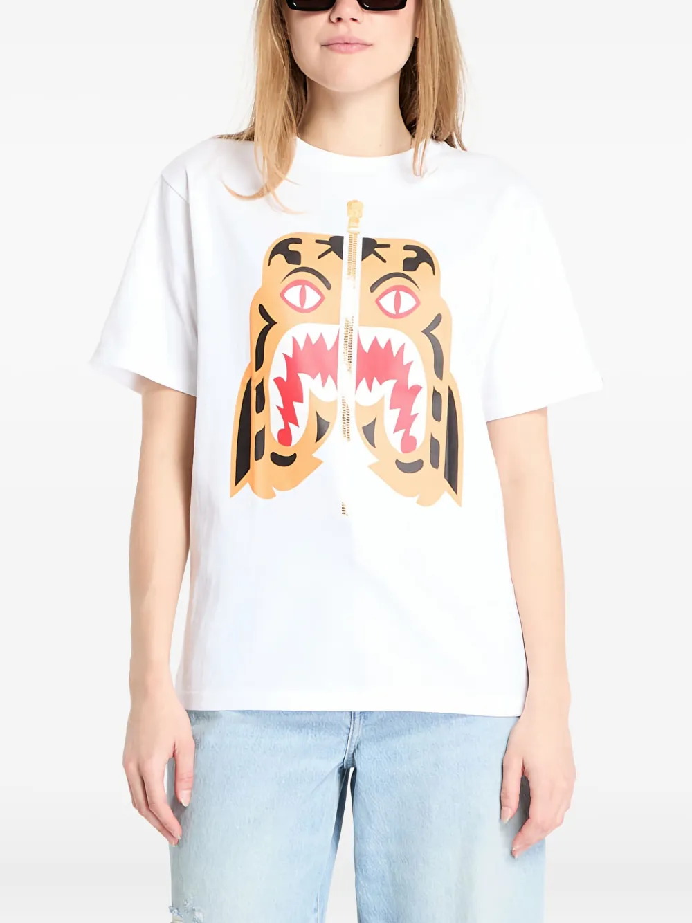 

Хлопковая футболка с тигром A Bathing Ape, белый