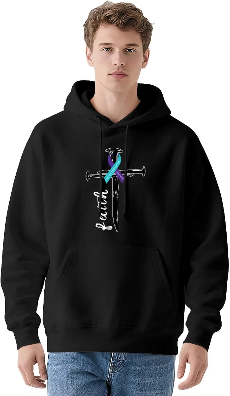 Generic Мужская толстовка с капюшоном, посвященная профилактике самоубийств, Faith Jesus Nail Cross