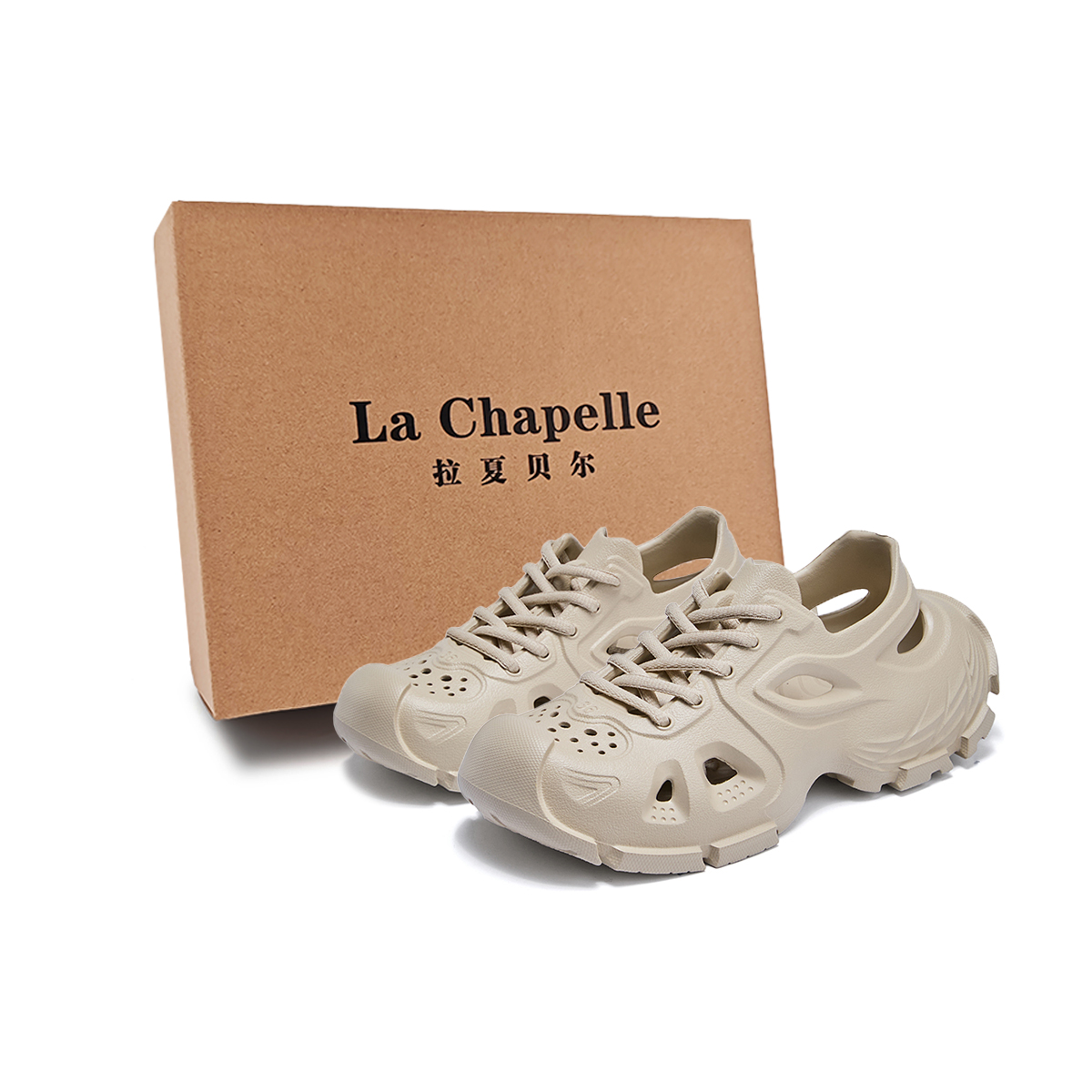 La Chapelle Мягкие на ощупь массивные туфли цвета миндаля и тофу, молочный белый, современный стиль, бежевые сабо унисекс