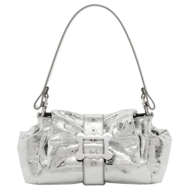 

Vivienne Westwood Женская кожаная сумка через плечо Hazel Frame, серебристого цвета