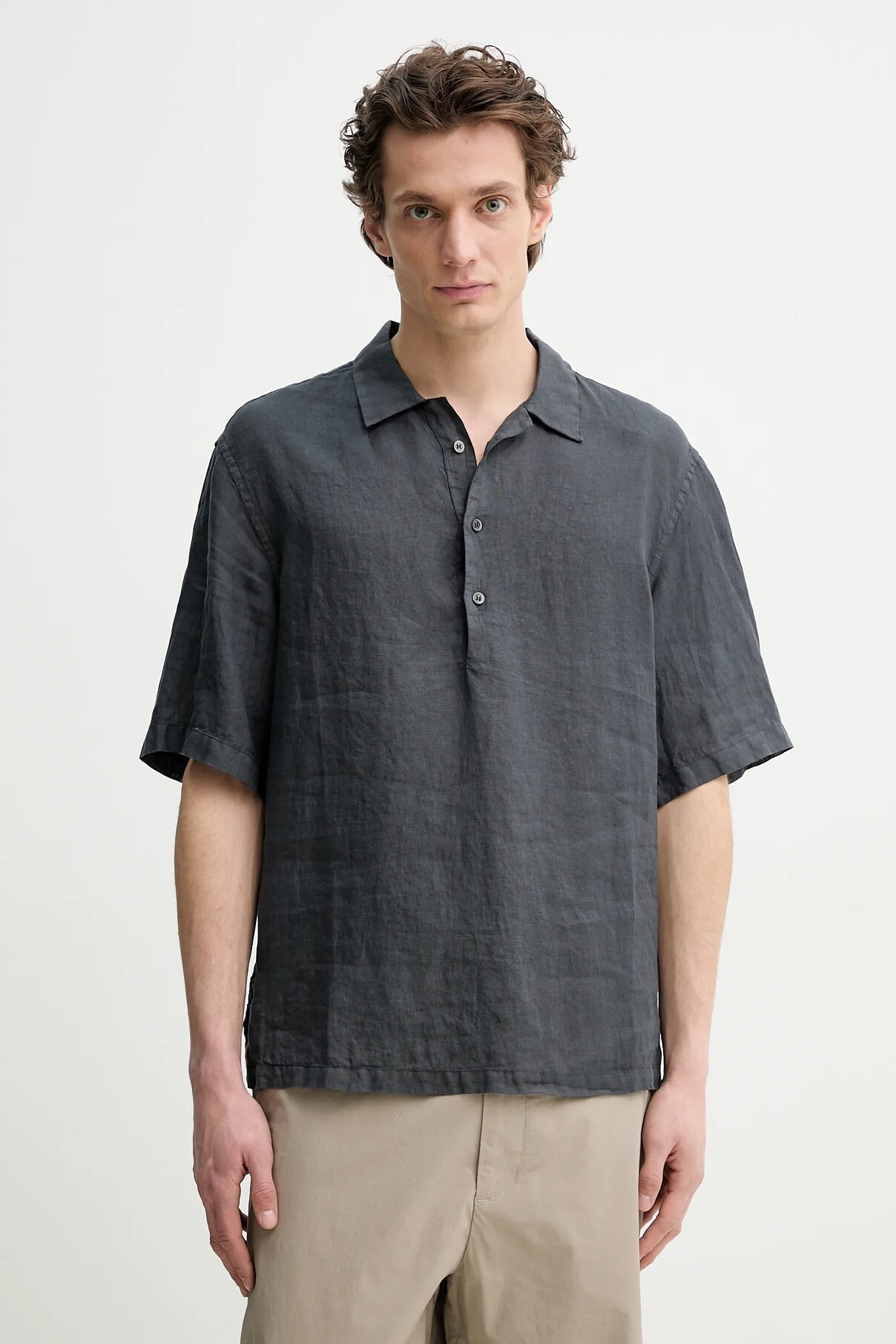 

Льняное поло BARENA VENEZIA Camicia Mola, серый