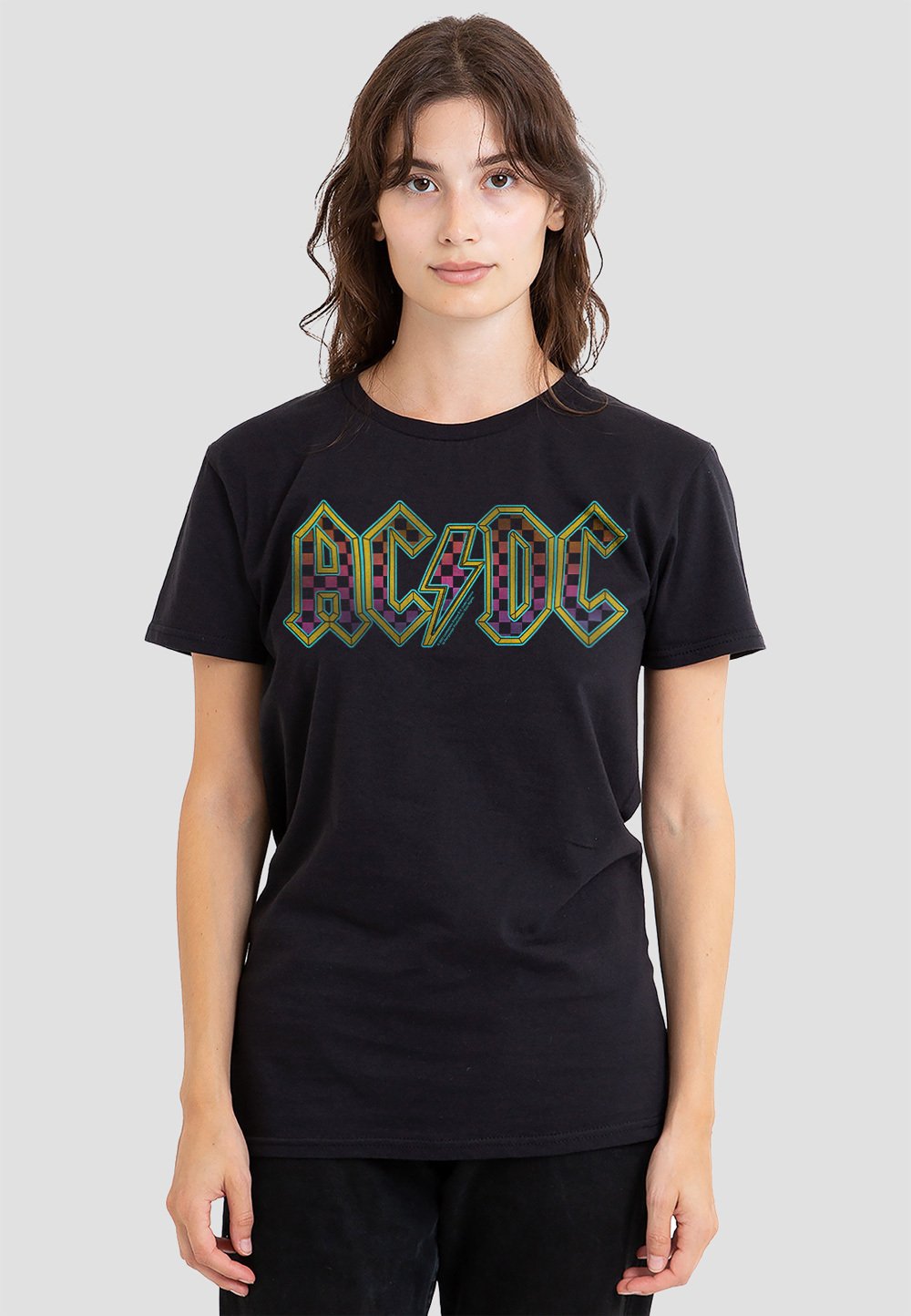 

Футболка с принтом ACDC CHECKERBOARD GRADIENT LOGO Cotton Soul, черный