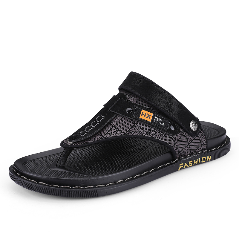 

Shiozawa Мужские шлепанцы с прошитой резиновой подошвой, нескользящие, черно-коричневые, цвет Black Brown