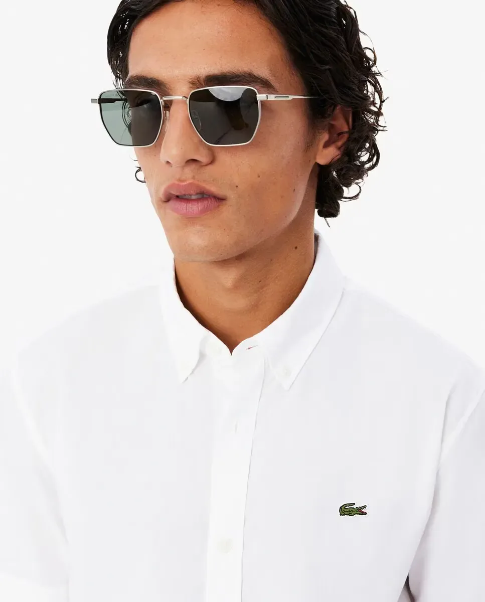 Мужская рубашка с коротким рукавом стандартного кроя Lacoste, белый — фото 3