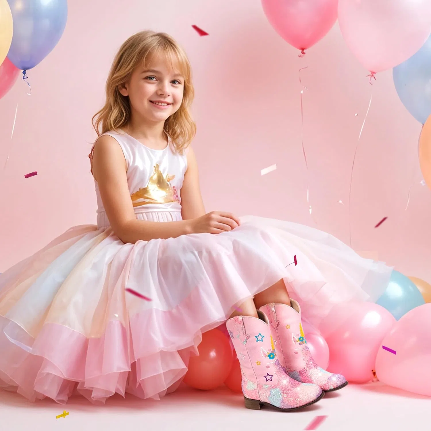 Детские сапоги для девочек с принтом Unicorn Motasha, Unicorn Pink — фото 3