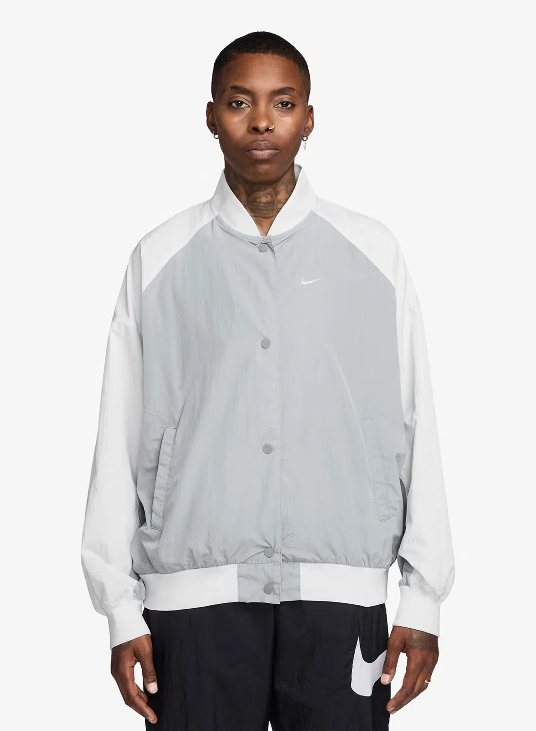 Бомбер Nsw street varsity jacket Nike, серый