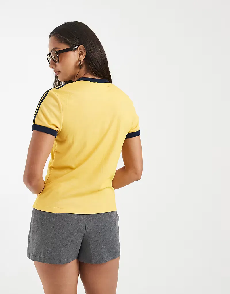 Футболка Adidas Originals Heather 3s cali tee в теплом ванильном цвете/ярком золотом цвете — фото 3
