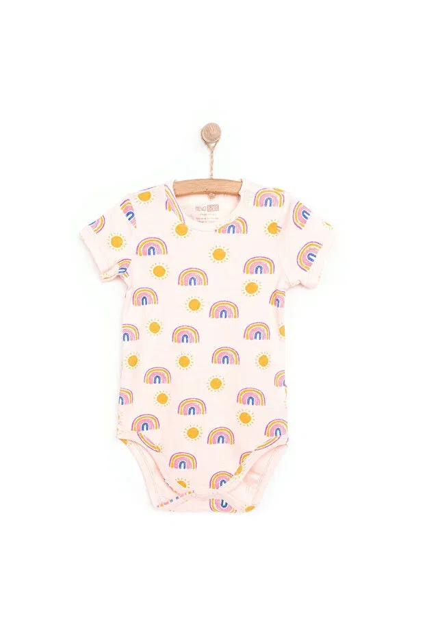 Детское боди для новорожденных с принтом Hellobaby rainbow short sleeve body Ebebek Hello Baby, Pink