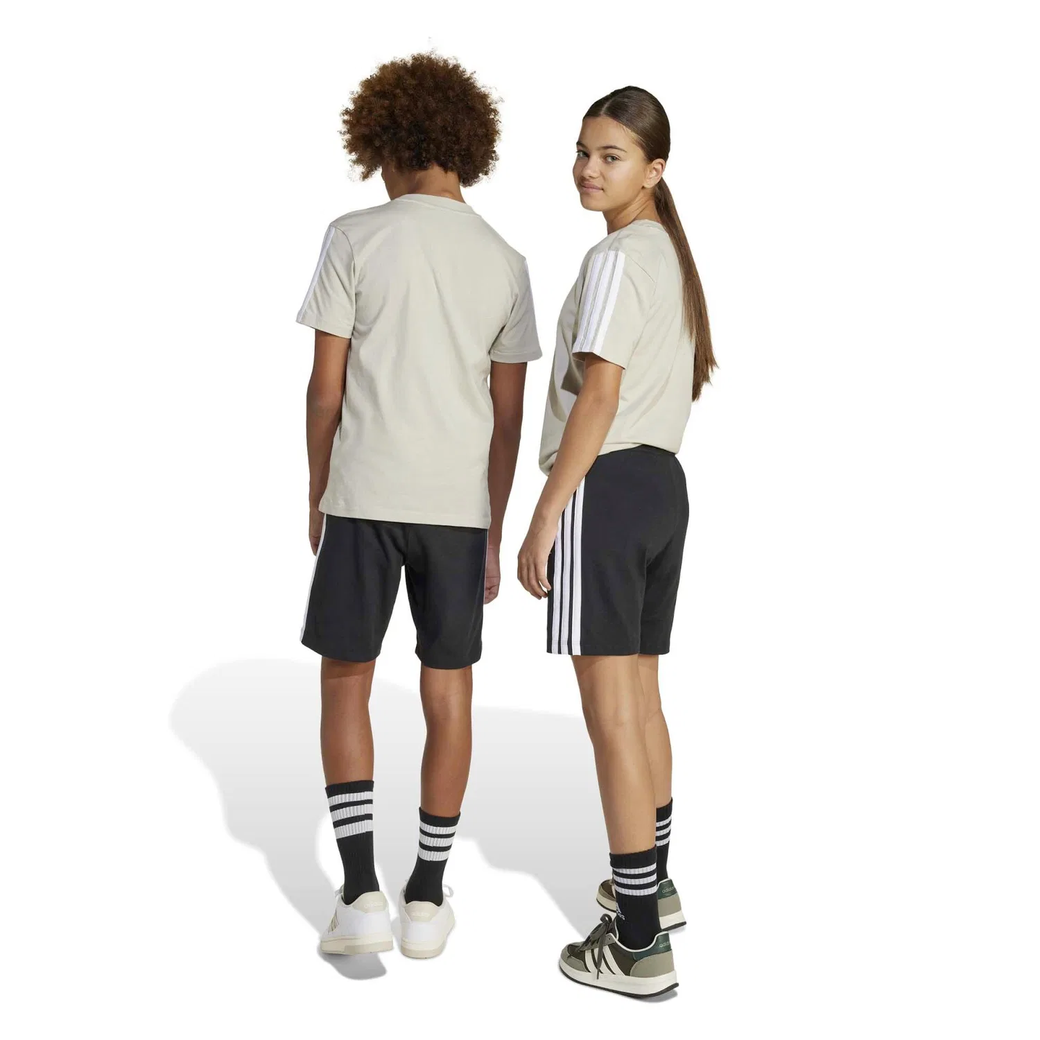 Детские шорты с принтом Adidas Sport J 3S Kn Sh 210, цвет Black White — фото 3