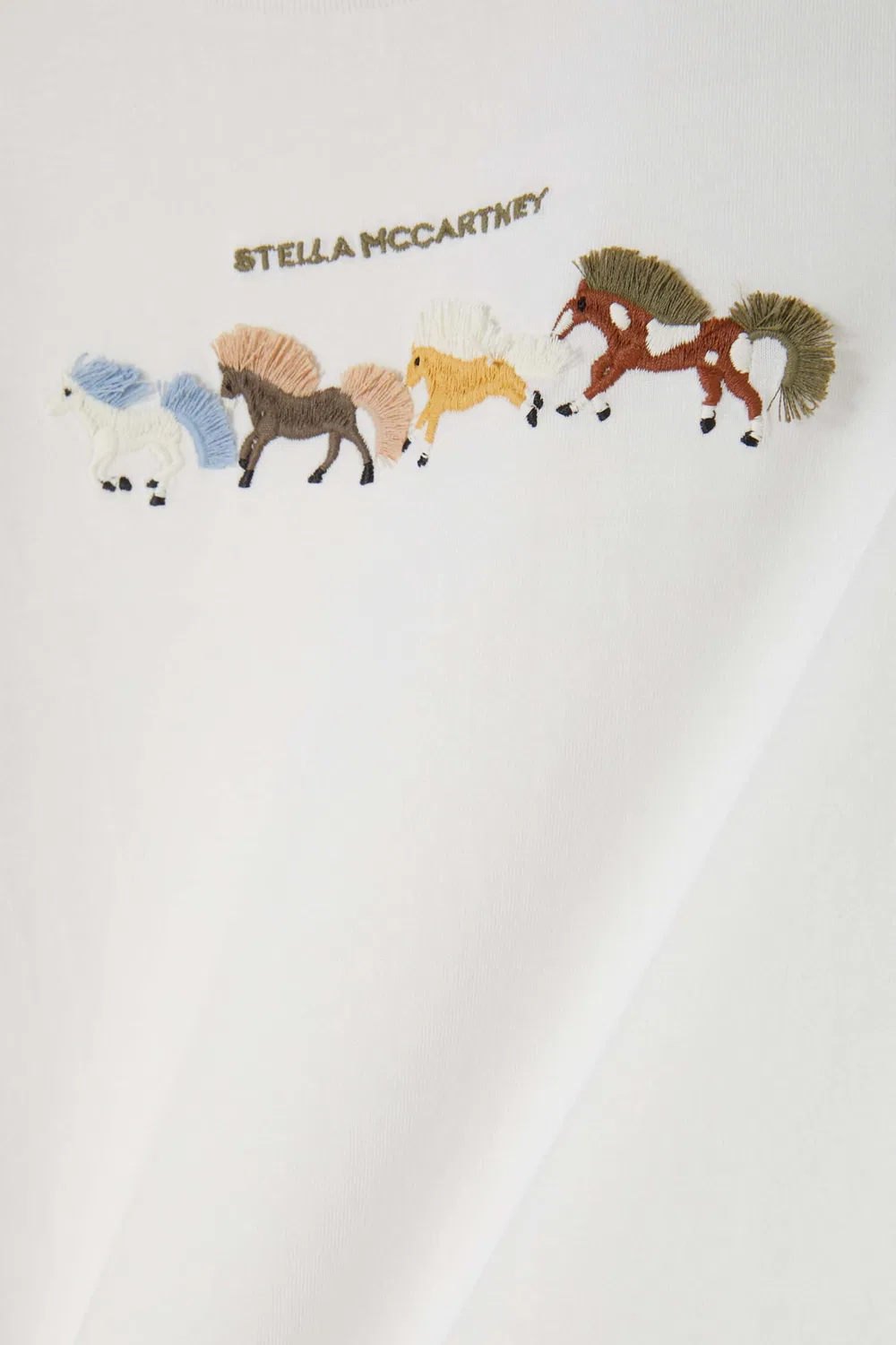 Футболка с принтом лошади хлопковая Stella McCartney, белый — фото 4