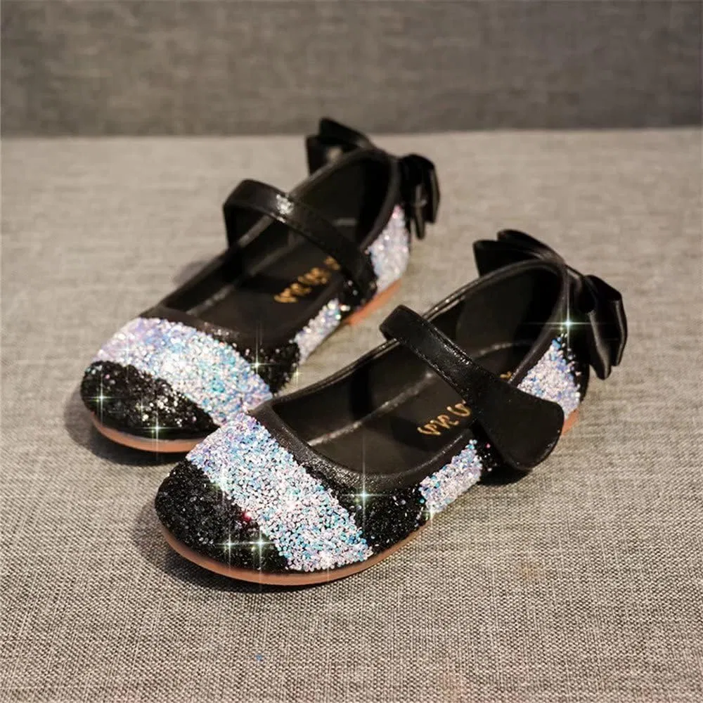 Детские туфли Мэри Джейн с пайетками и бантом Rainbow Sequined Bowknot TN TANGNEST, Rainbow Black — фото 2