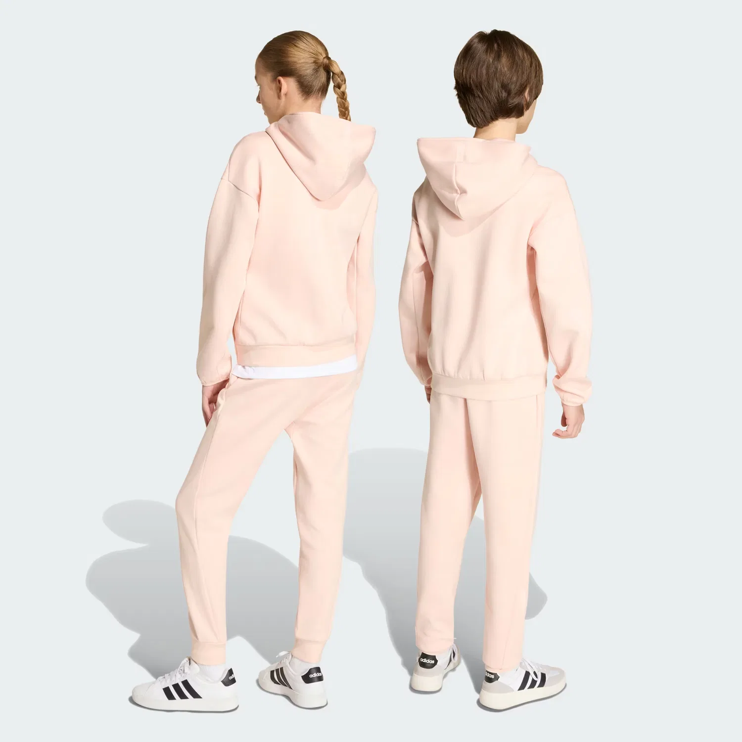 Детские брюки на мягком трикотаже Z.N.E. Tapered-Leg Adidas Sportswear, пудрово-розовый — фото 2