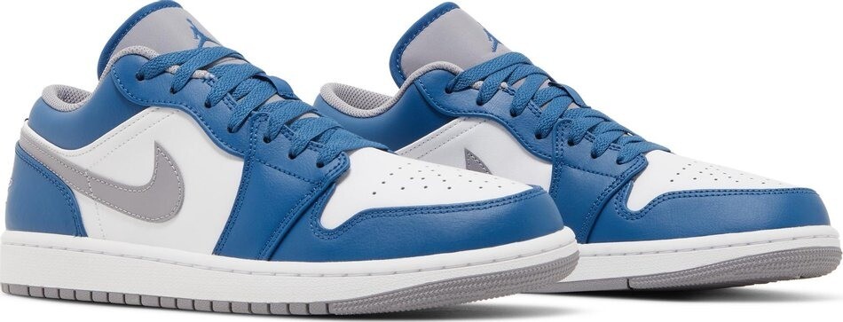 Кроссовки Air Jordan Men's Shoes Nike Air 1 Low USA, синий/белый/серый — фото 3