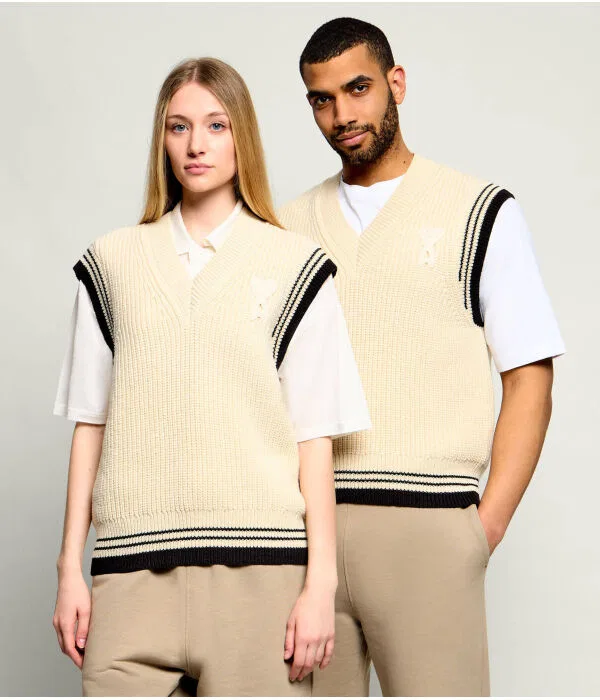 Женский шерстяной свитер Relaxed Fit AMI Paris, бежевый