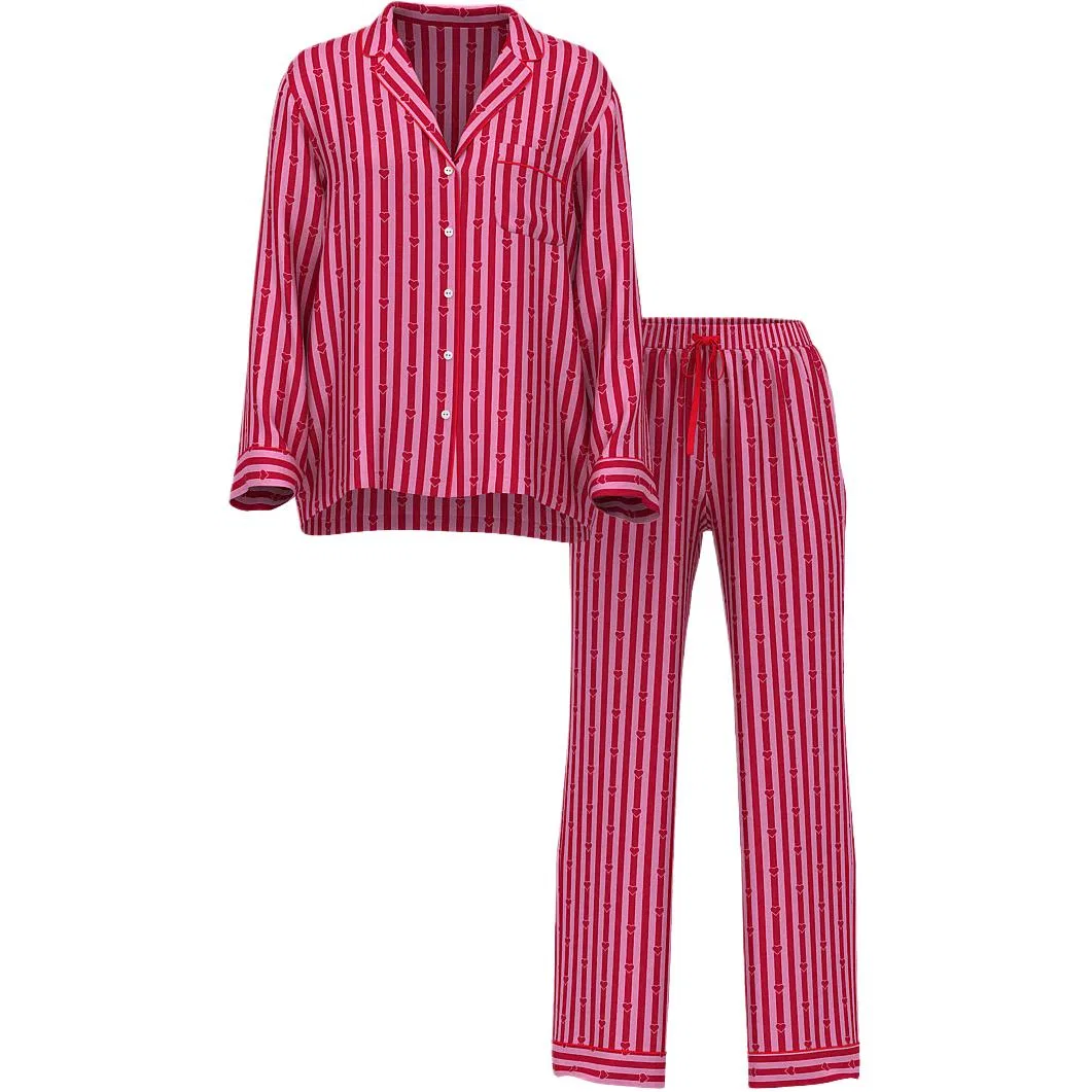 Женский комплект пижам с принтом Victoria's Secret, Set (Lipstick/Rose Garden Heart-Shaped Stripes)