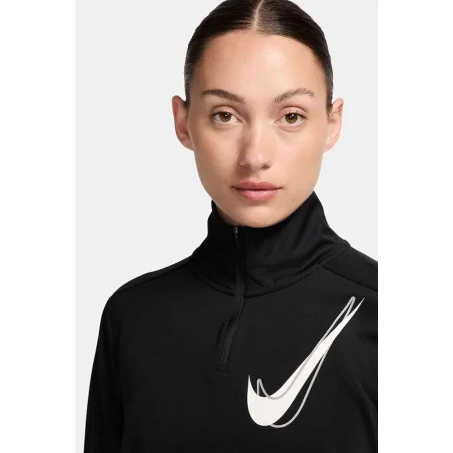 Женский спортивный свитшот с четвертью молнией Dri-Fit Swoosh Hz Mid Nike, Черный — фото 2