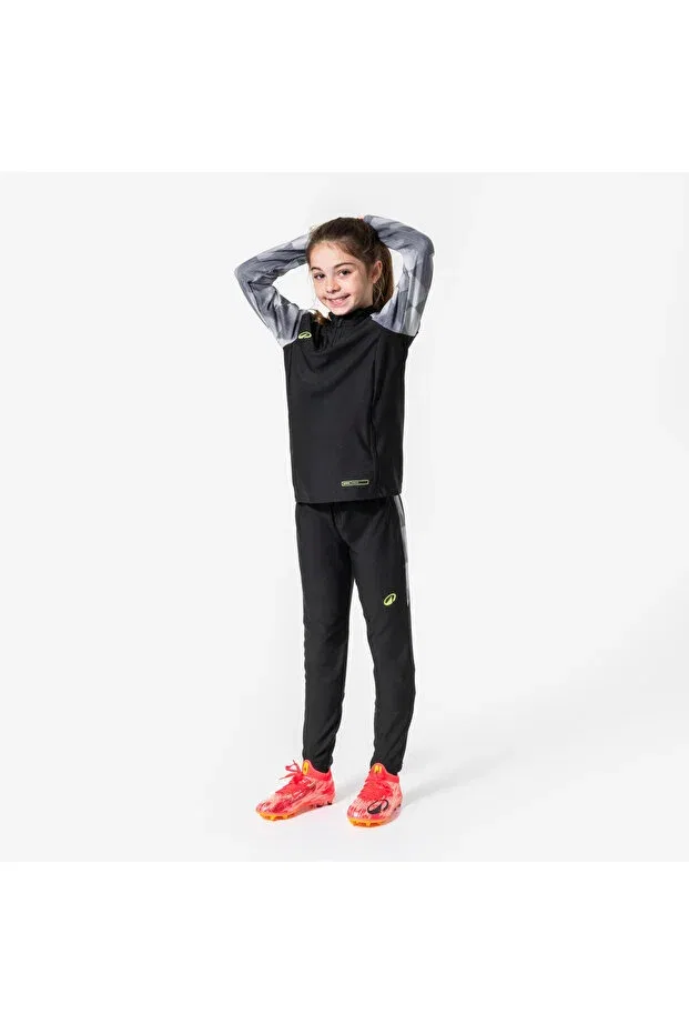 Детское для девочек свитшот с длинным рукавом Viralto Decathlon, Black - Gray — фото 2