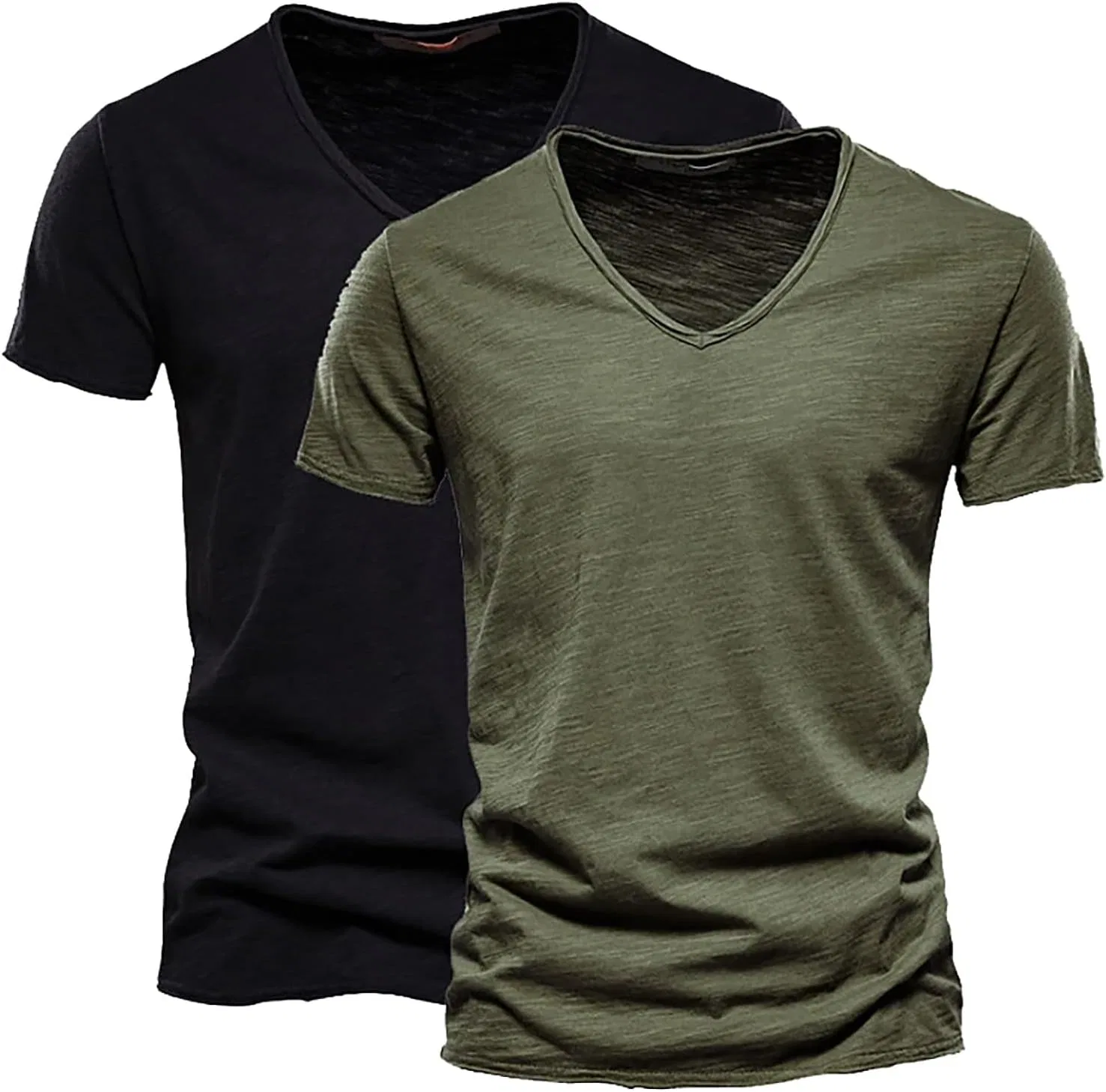 Мужская футболка с V-образным вырезом 2 Pack Classic Basic, Green/Black