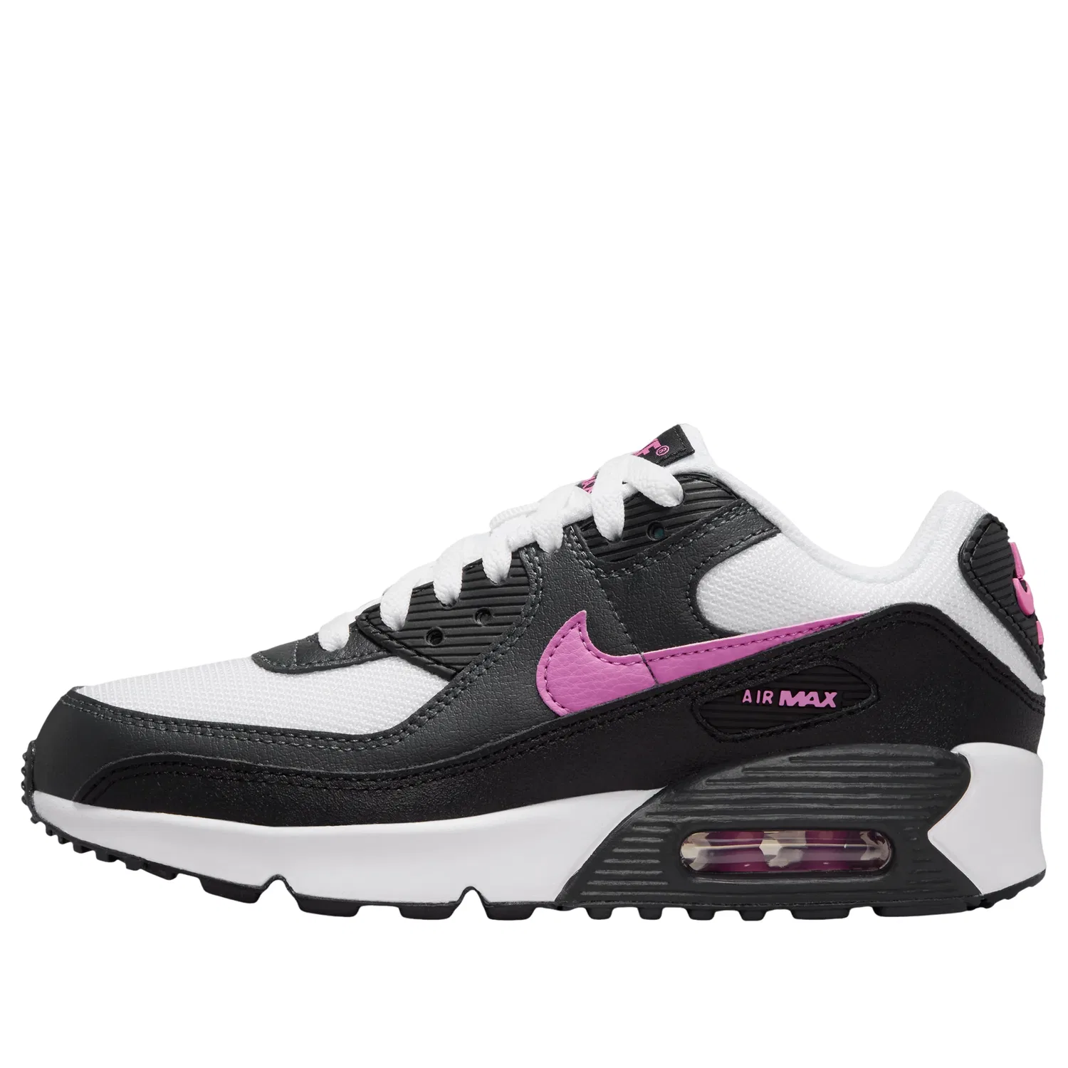 Детские кроссовки с текстильным верхом Air Max 90 'White Black' Nike, White/Black/Anthracite/Playful Pink