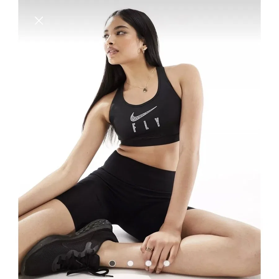Спортивный бюстгальтер без поролона Dri Fit Swoosh Fly Nike, Черный