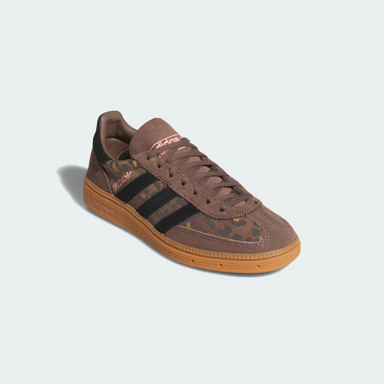 Детские кроссовки с леопардовым принтом Handball Spezial Adidas Originals, Earth Strata/Core Black/Glow Pink — фото 4