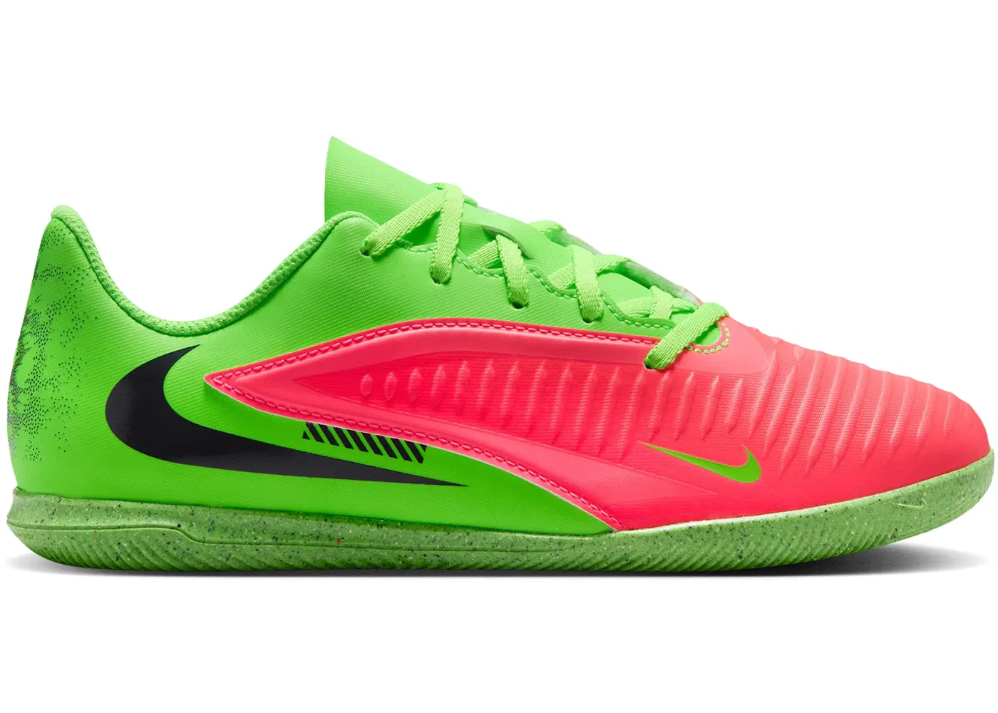 Детские кроссовки для футбола Nike Phantom 6 Low Club IC, Hot Punch Green Strike Black