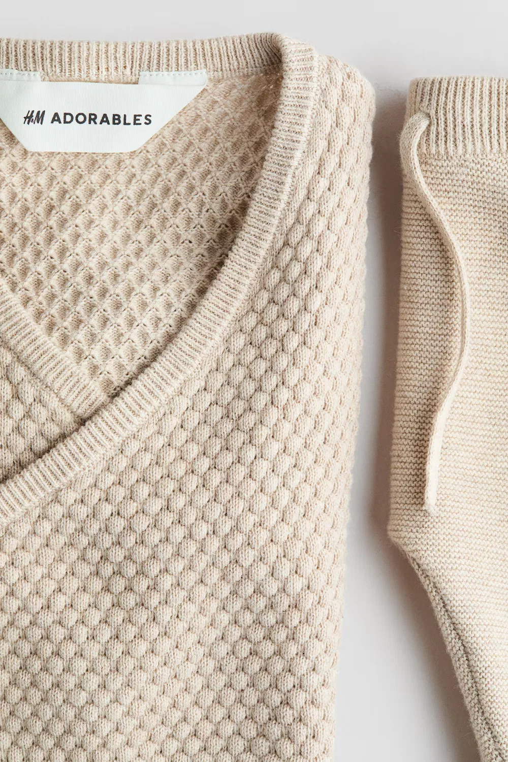 Комплект из 2 предметов, изготовленный из фактурного хлопкового трикотажа H&M, Hellbeige — фото 2