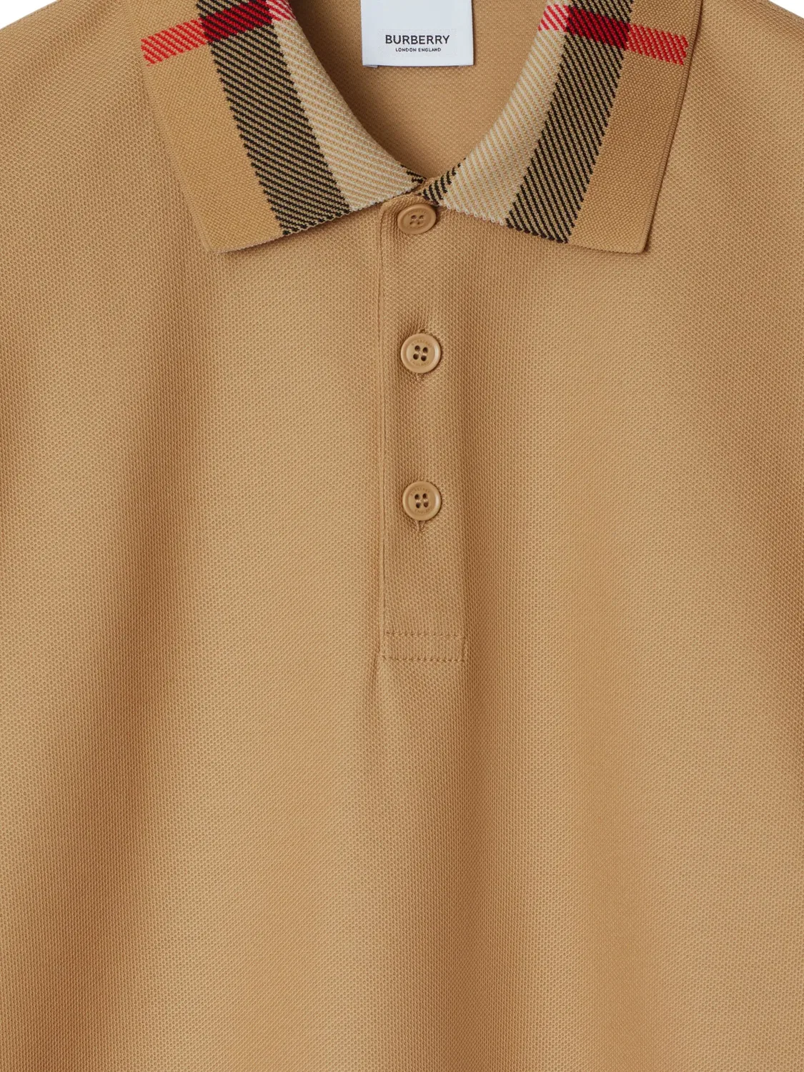 Поло с винтажной клетчатой отделкой Burberry, бежевый — фото 2