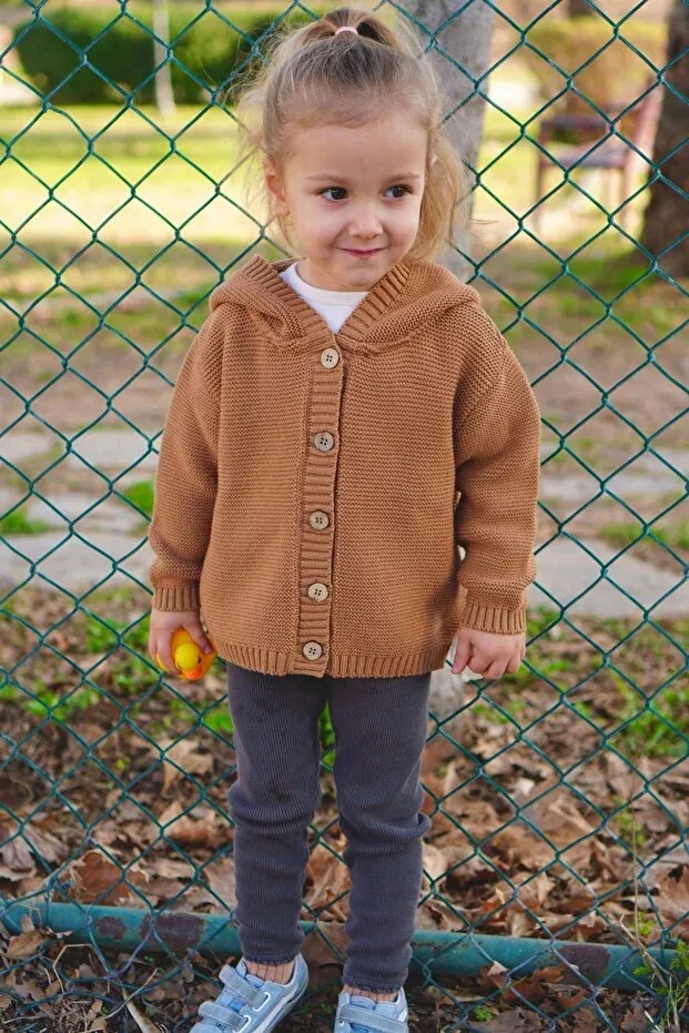 Детский кардиган для девочек хлопковый Vennusbaby, Camel