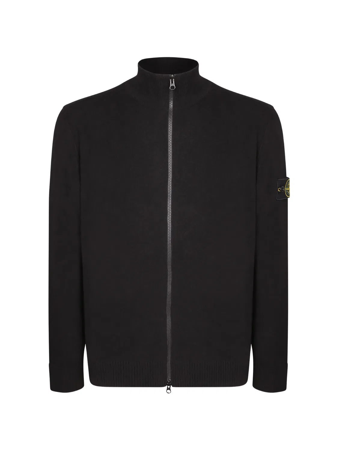 Stone Island Шерстяной свитер на молнии черный