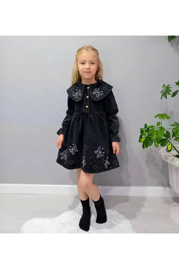 Детское платье для девочек с длинным рукавом Dudor Kids, A Black