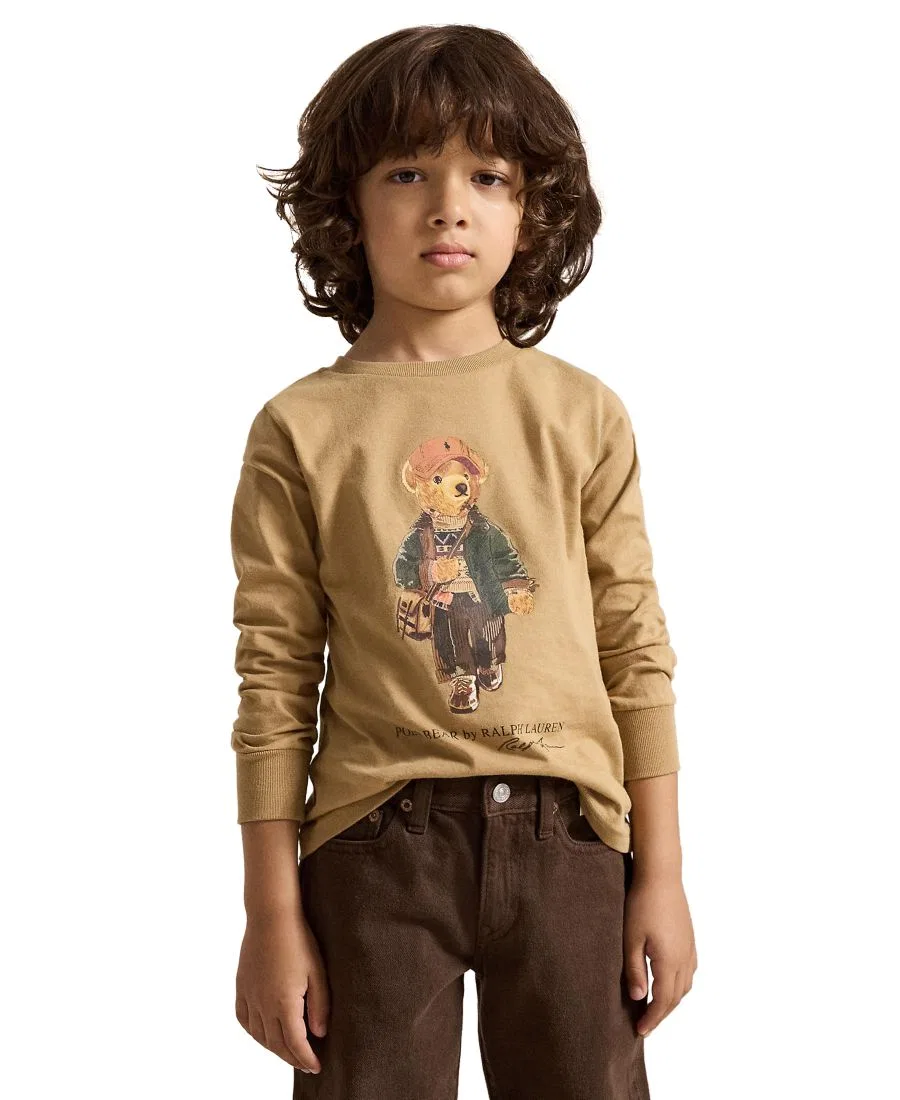 Футболка с длинным рукавом с принтом Polo Bear Polo Ralph Lauren, Camel