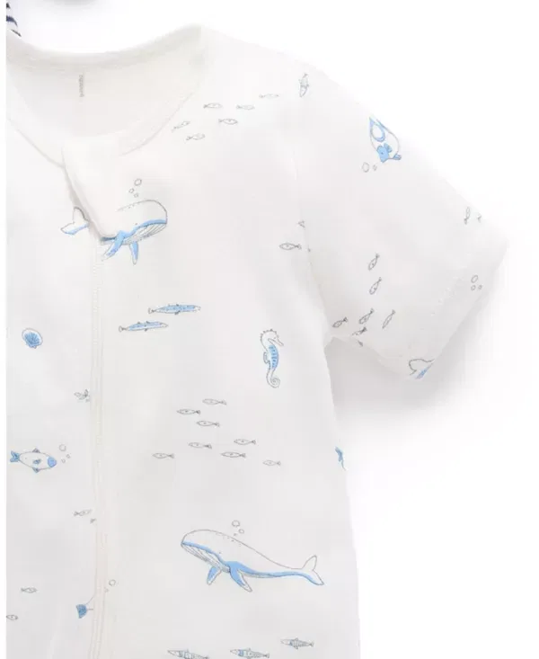 Детский комбинезон с коротким рукавом 2 шт Purebaby, Vanilla Nautical Pack — фото 4