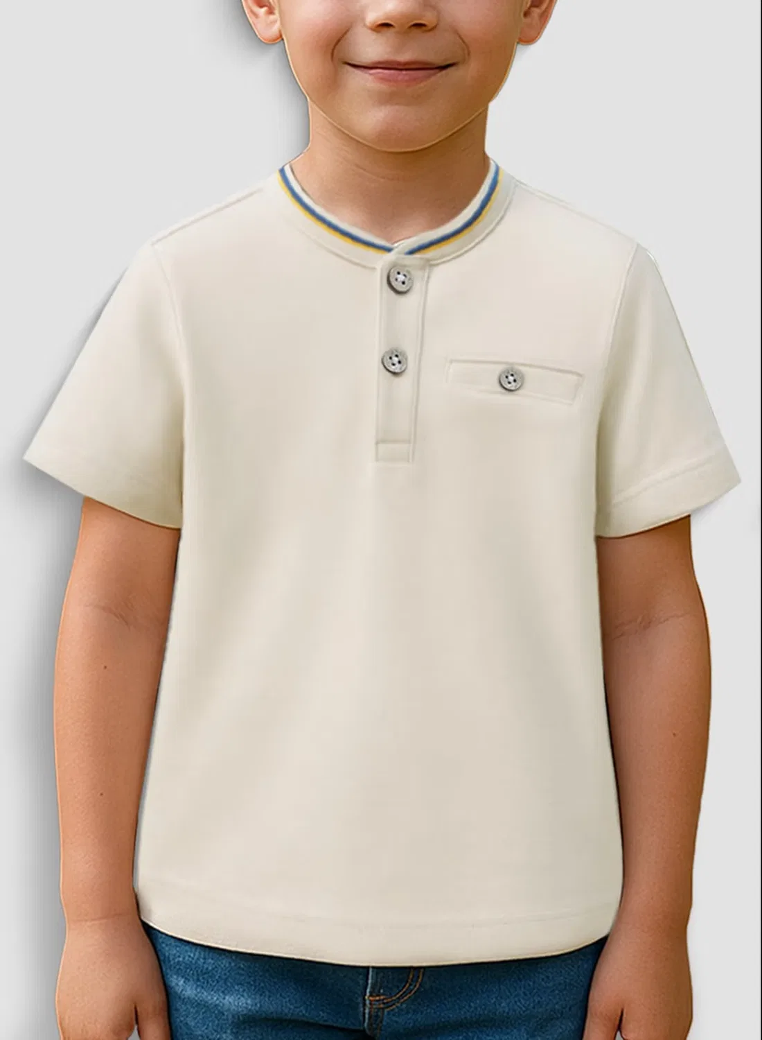 Лонгслив с карманом Pocket henley Y&Co, серый — фото 3