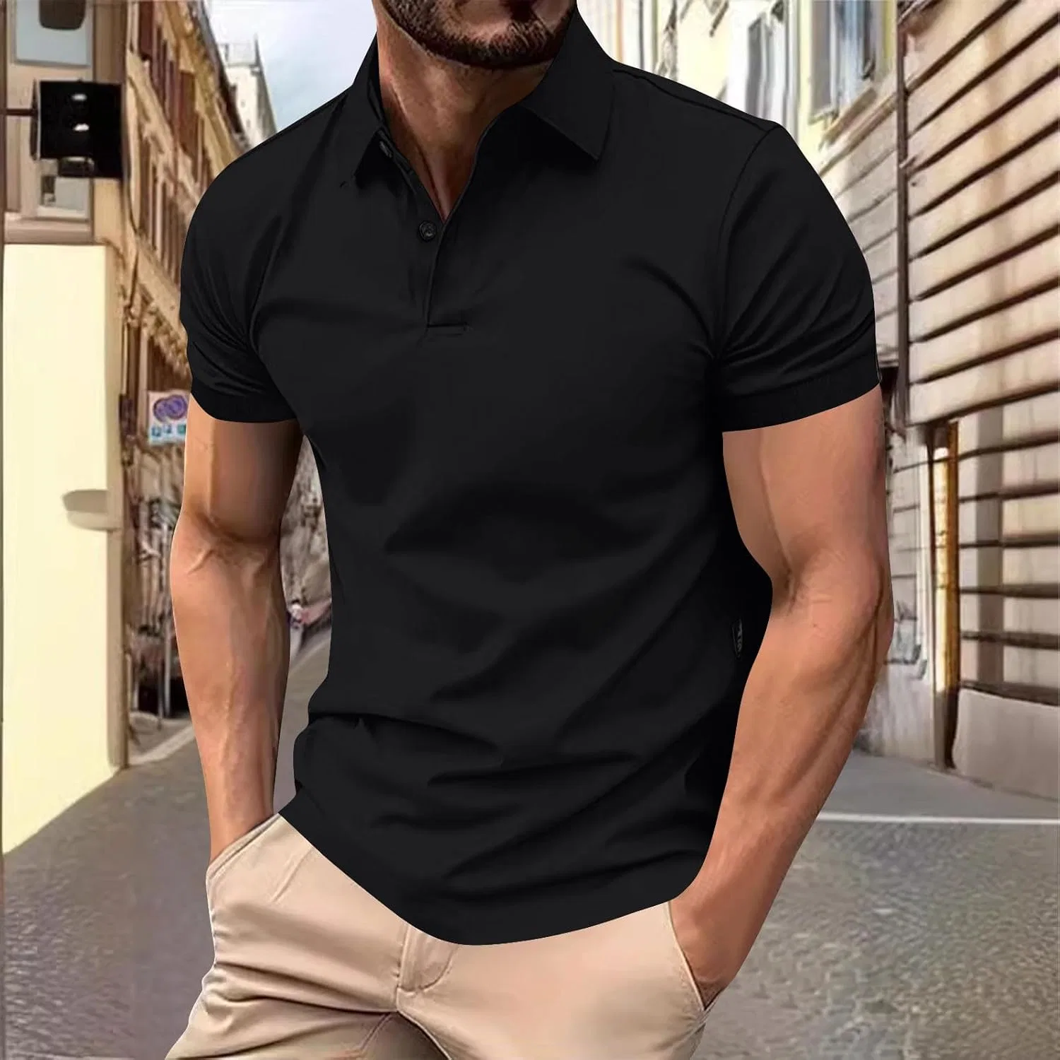 Мужская футболка с коротким рукавом slim fit, Black — фото 2