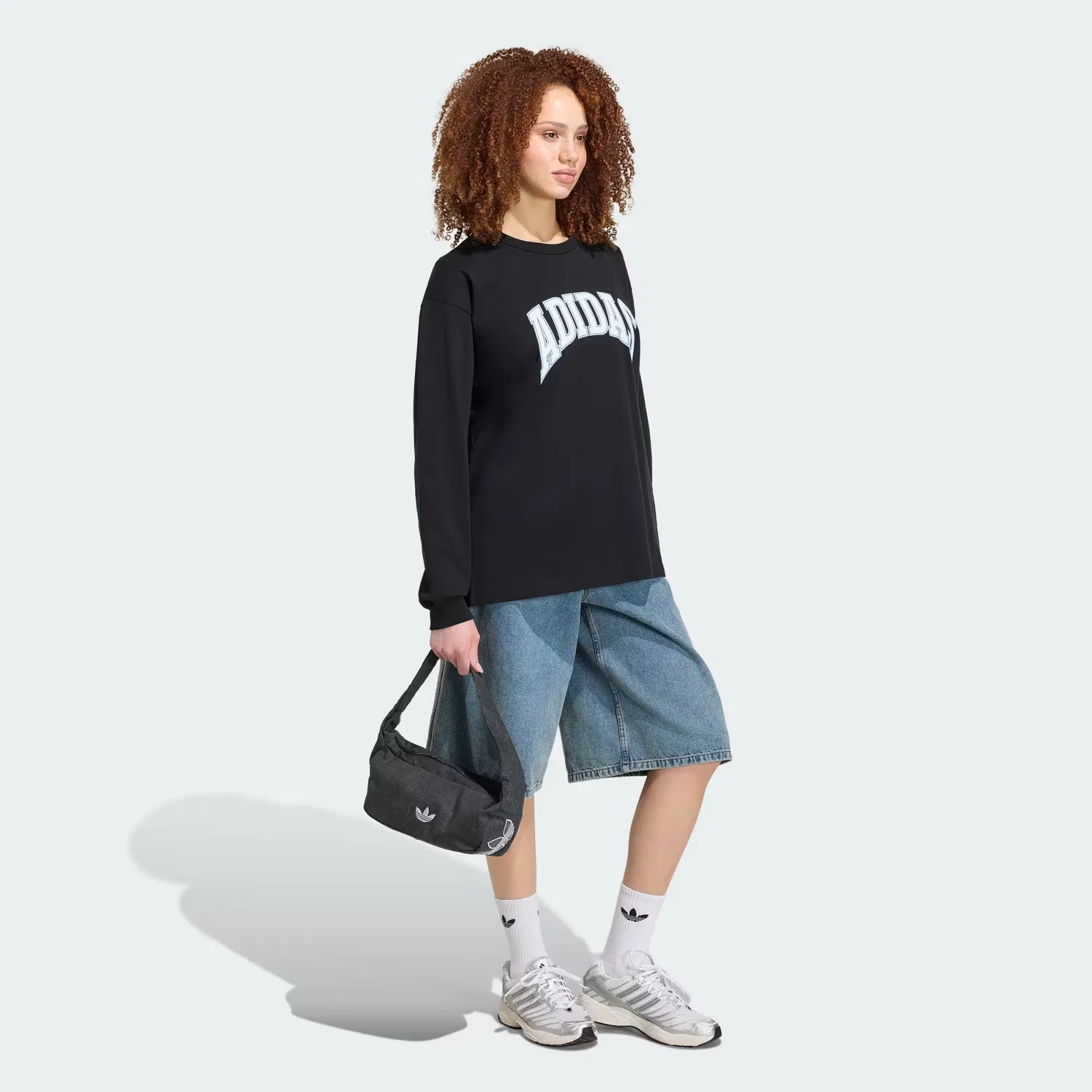 Женская футболка оверсайз с длинными рукавами Care Bears Adidas Originals, черный — фото 3