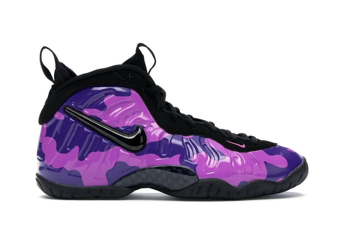 Детские кроссовки Lifestyle с камуфляжным принтом Nike Air Little Posite Pro, Black/Court Purple-Hyper Violet