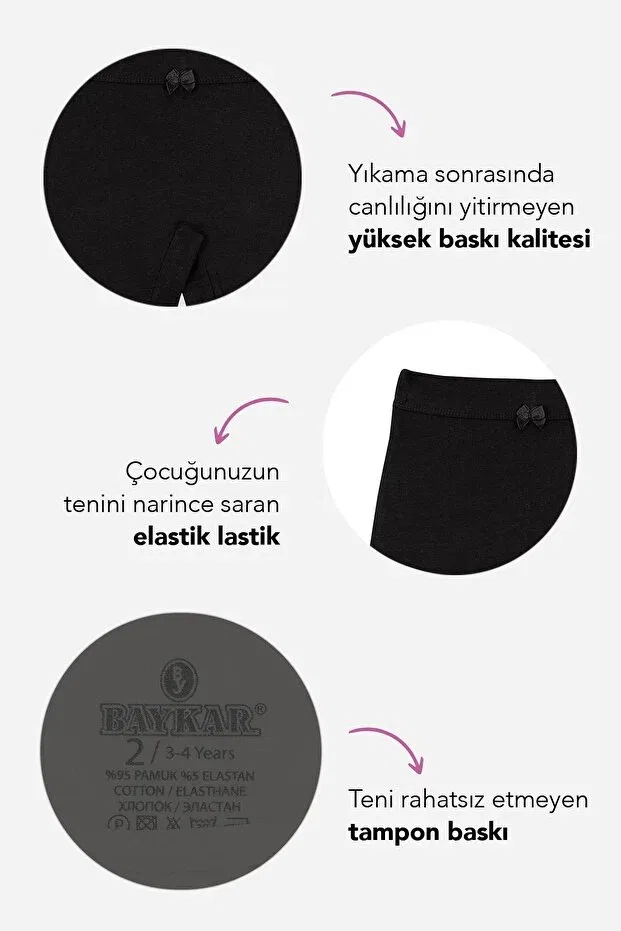 Детские боксеры для девочек хлопковые с длинной штаниной Baykar, Black — фото 3