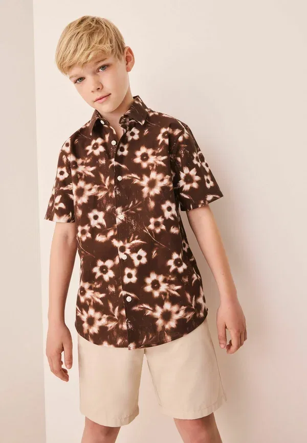Рубашка хлопковая Floral Shirt Next, Chocolate Brown All Over Print Flowers, коричневый/шоколадный — фото 4