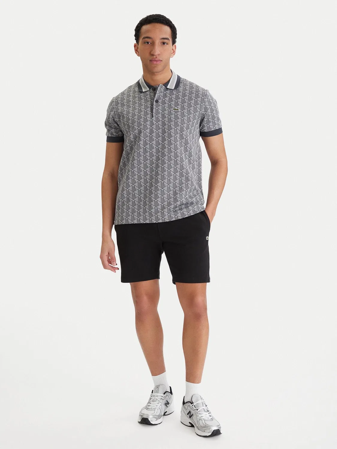 Мужское поло классического кроя Lacoste, серый — фото 2