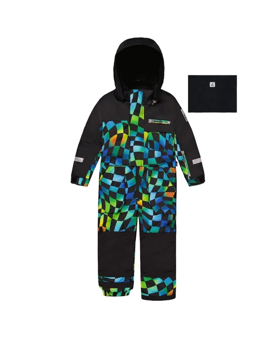 Детский комбинезон-снегокат с принтом в клетку Deux par Deux, Blue Checkered Print