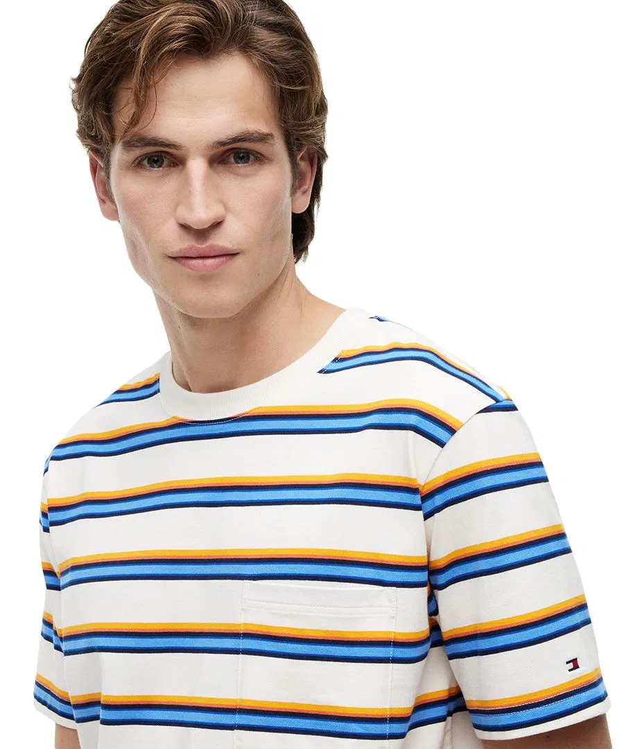 Футболка мужская с многоцветной полосой, свободный крой Tommy Hilfiger, Ivory Petal Multi Stripe — фото 3