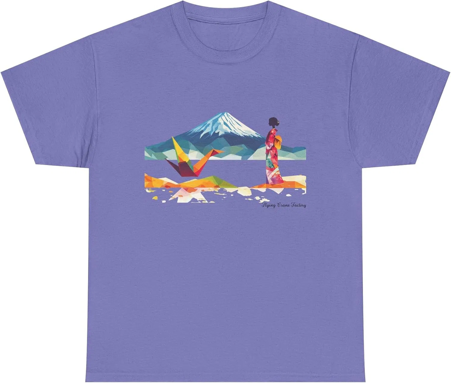 Футболка с рисунком журавлика оригами Generic, Violet