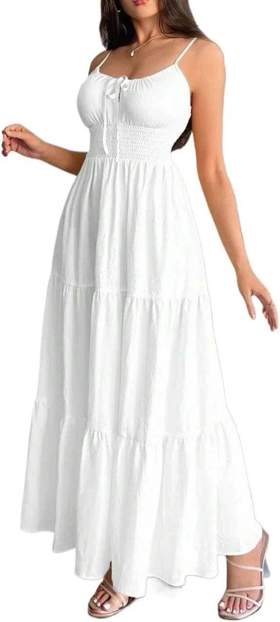 Женское ками-платье с рюшами Slimming Fit, White