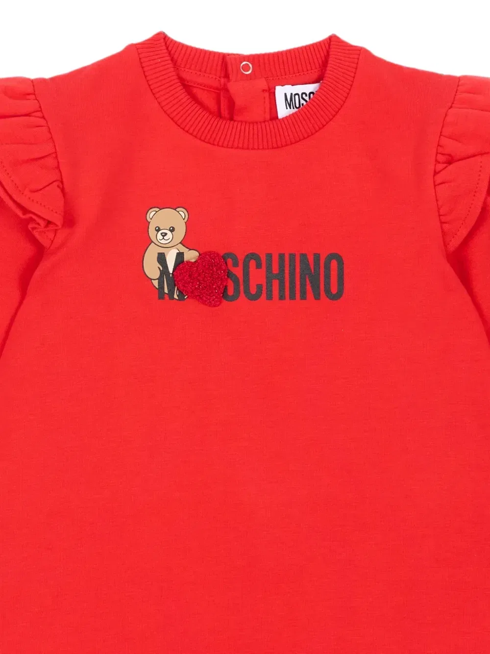 Платье с принтом плюшевого мишки Moschino Kids, красный — фото 3