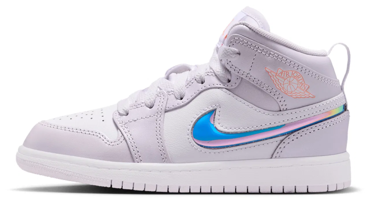 Кроссовки для девочек Jordan 1 Mid SE Fem, цвет Barely Grape/Atomic Pink — фото 2